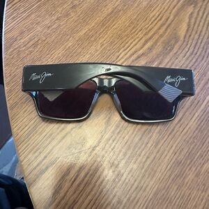 Maui Jim Black Wrap Sunglasses with Dark Lenses